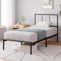 Cama 150x190 cm - Altura 36 cm con Almacenamiento Debajo de la Cama - Marco de la Cama de Plataforma de Metal - Negro - details 12