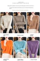 100% suéter de punto de lana Merino Otoño/Invierno 2024 nuevo jersey de cuello redondo para mujer Top hueco 11 colores abrigo versátil NJR1107 - details 7
