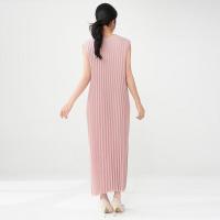 Vestido plisado para mujer, verano, nuevo, suelto, cuello en V, falda de talla grande, temperamento elegante - details 4