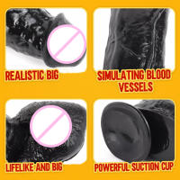 Consolador realista de 12 pulgadas, juguetes sexuales para adultos para mujeres y hombres, consolador enorme negro realista con punto G y clítoris con ventosa fuerte para jugar con manos libres, consolador anal flexible para lesbianas con correa (negro) - details 4