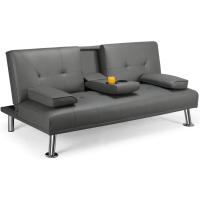 Sofá Cama Plegable de Poliéster 2 Plazas Soporte de Botella 167 X94 cm Max Capacidad 350 KG Gris - details 27