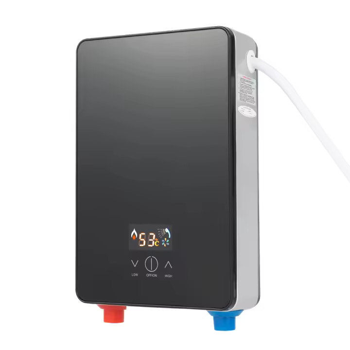 Calentador de agua caliente doméstico sin tanque eléctrico instantáneo 6500W toda la casa negro 220V nuevo - 1