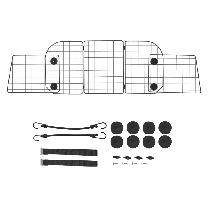 SucceBuy Barrera ajustable para automóvil para perros, ajuste universal de 36.6"-60", separador de mascotas de malla de alambre resistente para sedanes, camiones y SUV - 1