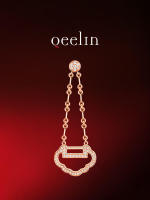 QееΙīп Pendiente pequeño Yu Yi en oro rosa de 18 quilates con diamantes - details 1