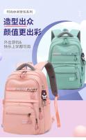 Mochila escolar grande de nailon para chicas adolescentes, morral impermeable para ordenador portátil, color negro - details 6