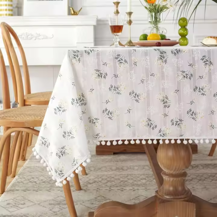 Mantel floral de algodón puro Margarita de estilo coreano, decoración de café, cubierta rectangular para mesa de cocina, restaurante de bodas - 1
