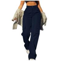Pantalones Harajuku de lino y algodón, pantalones de pierna ancha de cintura alta de sarga elástica, ropa informal de pierna recta Chino Y2k, moda 2024 - details 2