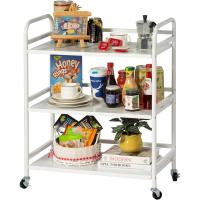 Carrito Cocina,Carro Auxiliar de Metálicos de 3 Niveles Cocina o Multiuso con Ruedas,para el hogar,60×30×75cm,Blanco - details 0