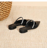 Zapatos planos puntiagudos con cadena de diamantes de imitación plateados - details 32