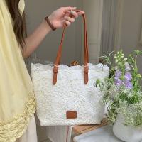 Bolso de hombro de encaje ahuecado de gran capacidad, bolso de mano de ganchillo con flores, bolsos ligeros tejidos con flores para mujer - details 13
