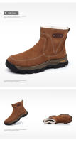Zapatos casuales de piel de vaca anti-terciopelo de cuero de lana botas de nieve al aire libre para hombres. - details 23