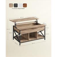 Mesa de Central con Tablero Elevable Estilo Rústico Marrón y Negro Ideal para Dormitorio con Espacio Abierto y Oculto Forma de X - details 18