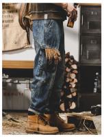 Pantalones Vaqueros Vintage de Otoño para Hombres Estilo Americano Pesado Casual Talla Grande y Pierna Ancha Material de Algodón Cuidado de Lavado por Máquina - details 3
