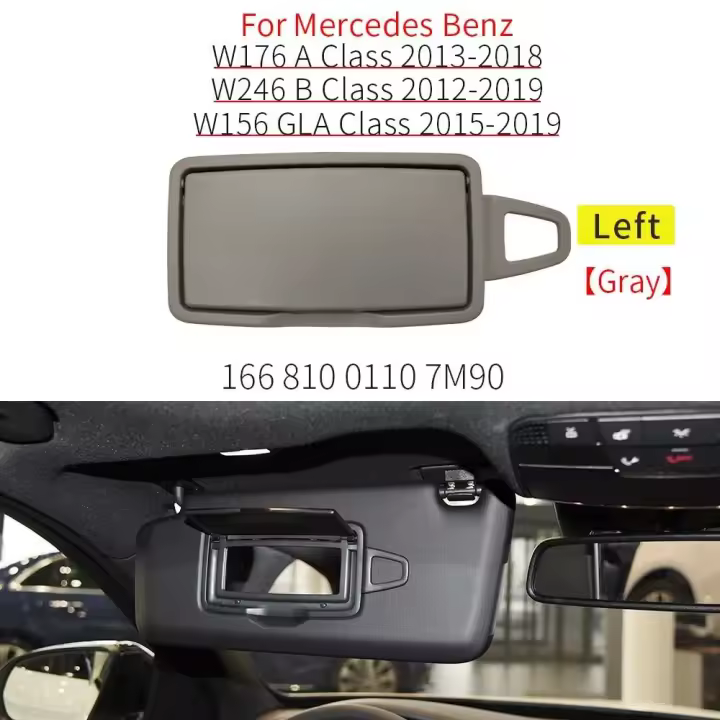 Benz W246 W176 W156 W117 cubierta de espejo de tocador para parasol frontal interior de coche adecuada para Mercedes Clase A B GLA - 1