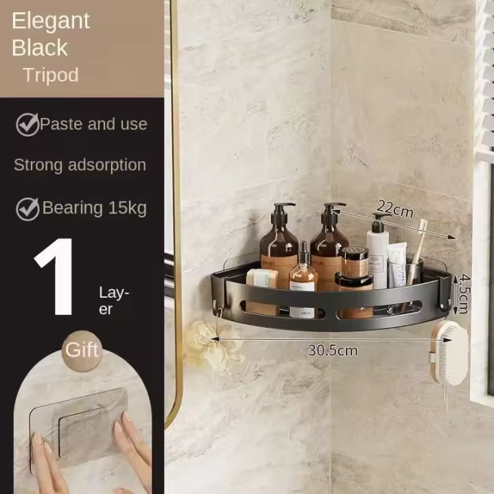 3/2/1 No es necesario perforar agujeros, soporte para champú, soporte de iluminación para carrito de ducha, toallero, estante para baño - 1