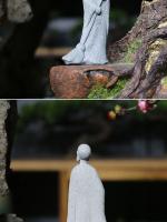 Estatua de piedra de Buda, monjes budista pequeño, figuritas de budismo tibetano, adorno de jardín Zen, meditación, decoración del acuario del hogar - details 7