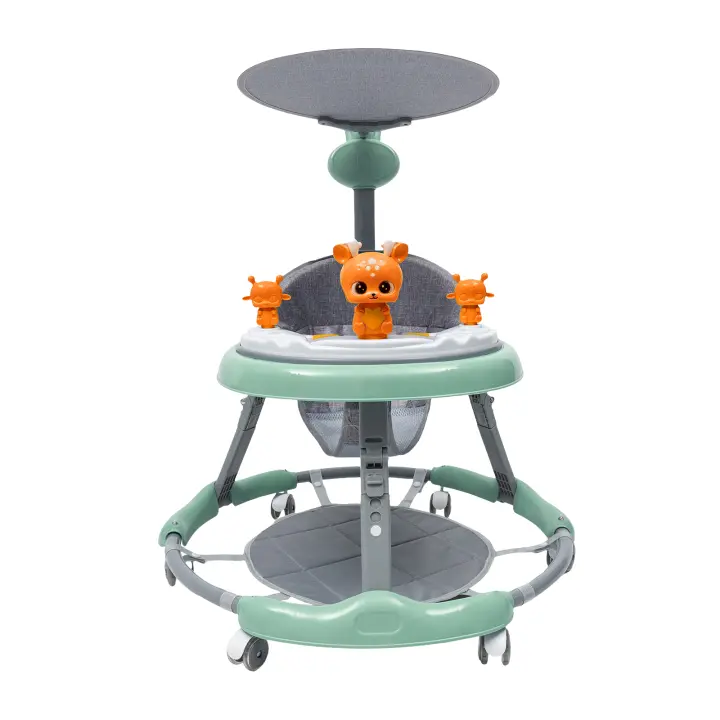 Cochecito plegable con andador para bebé, juguete acolchado ajustable para niños pequeños, juguete para sentarse de pie, actividad, música, coche de juguete - 1