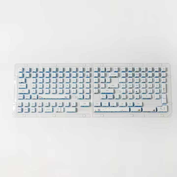 Tecla temática de fiesta de aguas profundas, 143 teclas, tecla Dye-Sub PBT, tecla personalizada con contorno de cereza, adecuada para teclado Nical 64/87 - 1