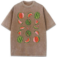 Camisetas lavadas con estampado abierto de sandía para mujer, Camiseta de algodón Y2K, Top holgado de Hip Hop, ropa suave y transpirable - details 7