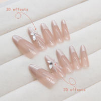 Uñas Postizas De Prensa En Forma De Almendra 30 Piezas 3D Con Diamantes Adhesivo Y Linterna Para Fiesta - details 2