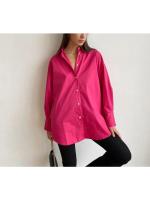 Camisa Para Mujer De Algodón Oversize En Colores Caramelo Con Mangas Largas Estilo Casual Verde Sólido Blusa De Moda 2024 - details 8