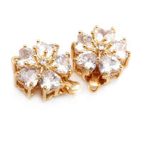 4 juegos de collares de flores de latón y circonita de Color dorado de 18K, cierres de conexión, suministros para hacer joyas Diy, accesorios para mujer - details 22