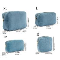 Bolsa de cosméticos de tela vaquera azul de 4 tamaños con cremallera, bolsa de almacenamiento de viaje Vintage, organizador de papelería, bolsa de maquillaje de Color sólido para mujer - details 0