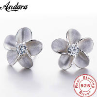 Pendientes de plata de ley S925 para mujer, aretes de flor de ciruelo de circón, joyería con dijes, regalo de Navidad - details 0