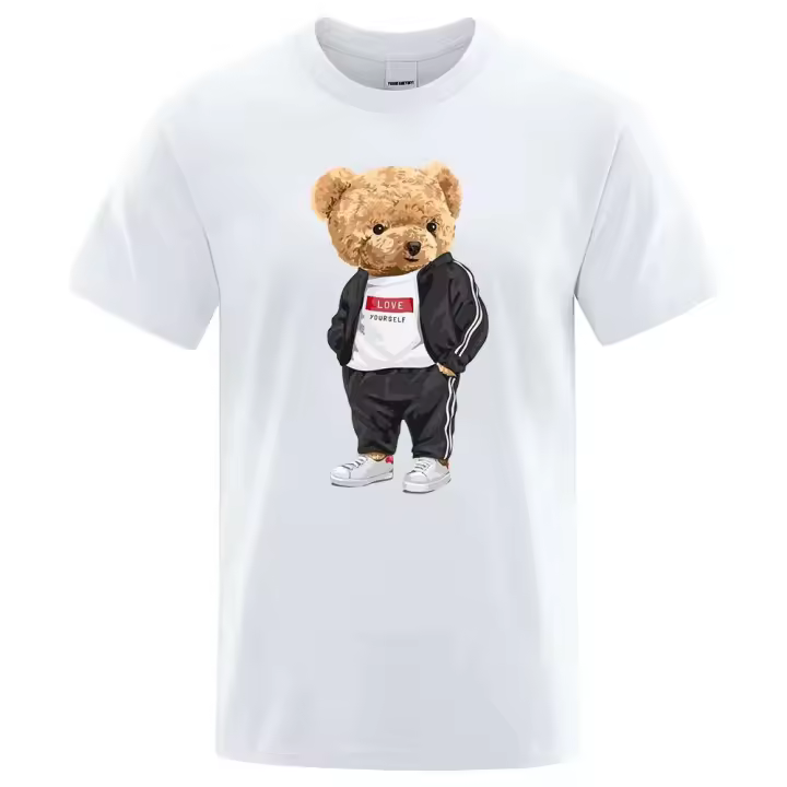 Camiseta deportiva de oso, ropa informal de algodón transpirable para hombre - 1