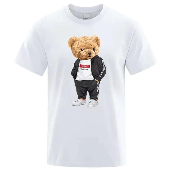 Camiseta deportiva de oso, ropa informal de algodón transpirable para hombre - 1
