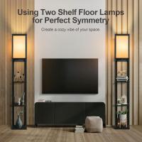 Lámpara de Pie con Carga y Control Remoto Estante de Madera LED Regulable de 4 Temperaturas de Color Incluye Bombilla Ideal para Sala de Estar, Dormitorio, Oficina Decoración Vintage - details 13