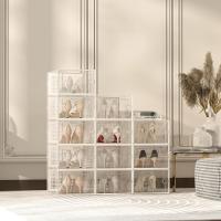 Cajas de almacenamiento de zapatos extragrandes, de plástico transparente, apilables, paquete de 12, zapatero y sustituto, contenedores de tenis, contenedores organizadores de almacenamiento de - details 7