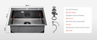 SucceBuy Fregadero de cocina Topmount, lavabo empotrado de un solo cuenco, acero inoxidable - details 5