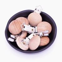 Cadena de madera de haya Natural para chupete, Clips redondos de 30mm para chupete, mordedor de grado alimenticio para bebé, juguetes para masticar, 30 piezas - details 6