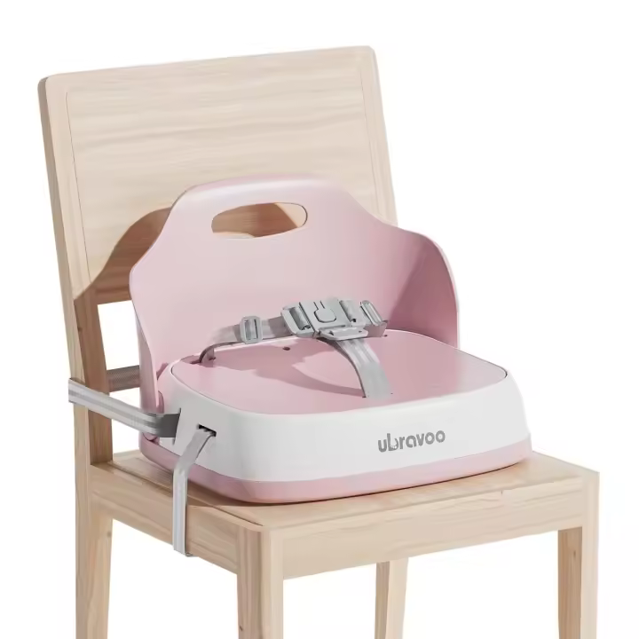 Asiento elevador portátil para comedor, trona de viaje con arnés de 3 puntos y 2 correas ajustables, sillas lavables para comida de bebé, 6 meses más sentado - 1