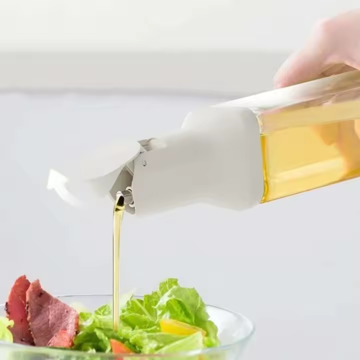 Botella de Almacenamiento de Vidrio Transparente de 500mL A Prueba de Fugas para Aceite de Oliva, Salsa de Soja, Vinagre Uso en Cocina Duradero - 1