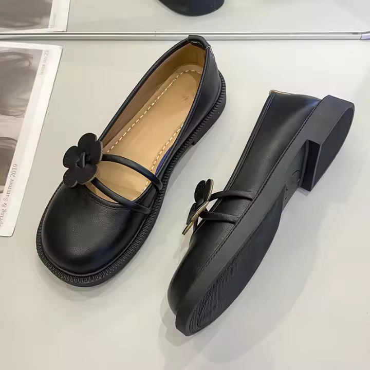 Nueva correa retro flor Doudou zapatos individuales tacón bajo con falda JK versátil casual Mary Jane zapatos - 1