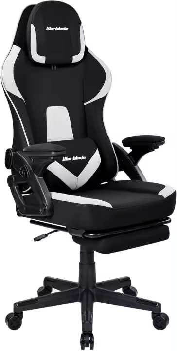 Silla Gamer Gaming Profesional, Ergonómica, de Tela Transpirable y Antimanchas, Reposabrazos Ajustables, con Reposapiés. para adultos. Altura Regulable y Respaldo Abatible. - 1