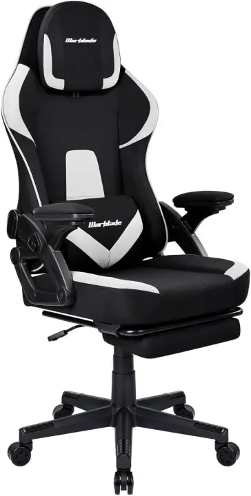 Silla Gamer Gaming Profesional, Ergonómica, de Tela Transpirable y Antimanchas, Reposabrazos Ajustables, con Reposapiés. para adultos. Altura Regulable y Respaldo Abatible. - 1