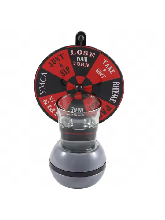 Juego de ruedas para beber, rueda con rueda, vaso de vidrio y soporte de vidrio, regalo novedoso para fiesta de adultos - 1
