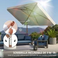 Terraza Exterior Sombrilla de 300x200 cm con Ángulo Ajustable Mástil de Aluminio Manivela - details 2