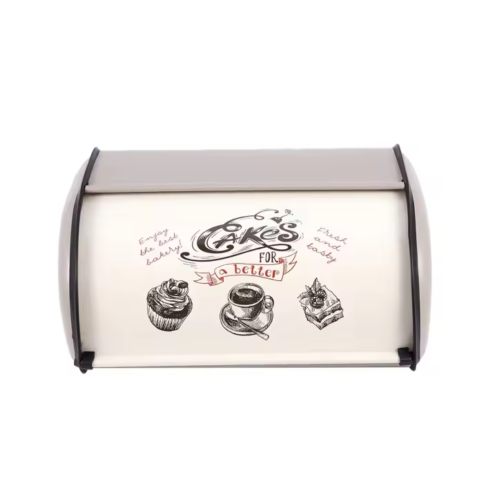 Caja de pan Vintage, contenedor de almacenamiento enrollable, gris claro, pequeño, recubierto de polvo, cajas de aperitivos de hierro para cocina, decoración del hogar, aperitivos - 1