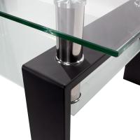 Mesa Moderna de Centro con Tapa de Cristal Transparente y Base de Metal Negro (100x60 cm) - details 5