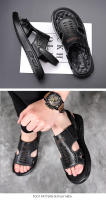 Nuevos zapatos de playa de cuero antideslizante de la temporada, zapatillas geniales casuales de piel de vaca de primera capa con suela suave para hombres - details 15