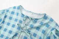 TRAFZA-blusa holgada de manga abombada con cuello redondo para mujer, Top corto, moda urbana, 2024 - details 3