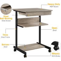 Mesa Ordenadora con Ruedas Pequeña Escritorio para Juegos con Cajón Espacio Límite Negro 79,5x56x51cm - details 11
