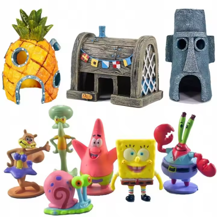 Conjunto de figuras de casas para acuario, Bob Esponja, decoración de casas, adorno - 1