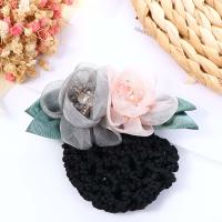 Asistente de vuelo enfermeras personal del banco cristal Crochet estilo coreano tocado flor moño red redecilla mujeres horquilla accesorios para el cabello - details 8