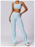 Conjunto de Yoga Naranja para Mujeres Traje de Gimnasio Fitness de Dos Piezas Pantalones Anchos y Sujetador Deportivo Material de Nylon Adecuado para Primavera/Verano - details 15