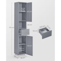Mueble de Baño Armario de Almacenamiento con Cajón Estantería Regulable Blanco 30 x 30 x 170 cm - details 8